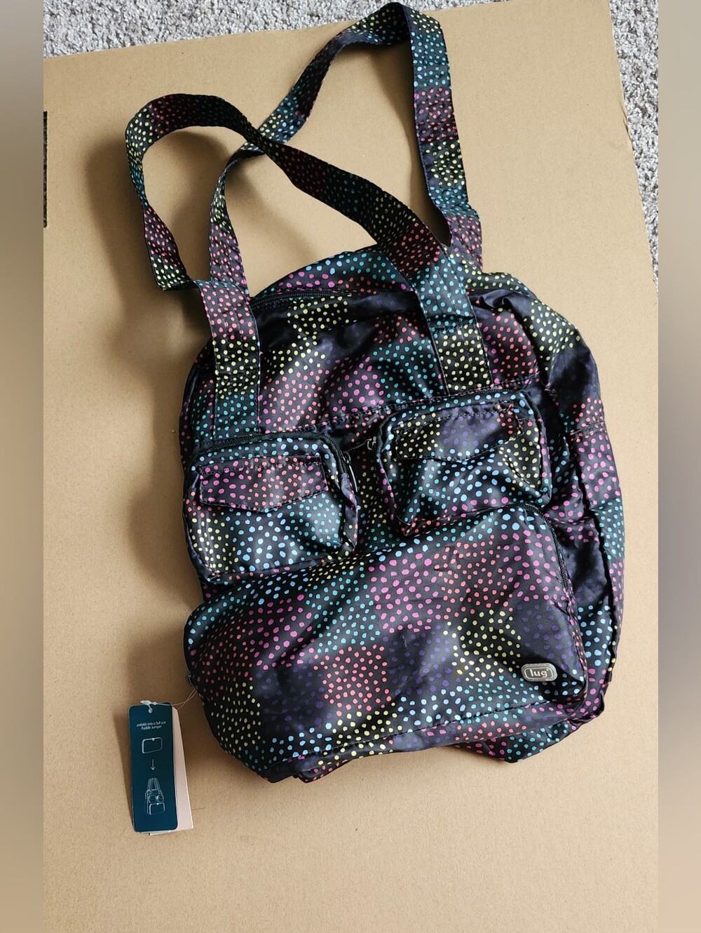 lug Black Multicolor Polka Dot Backpack Tote